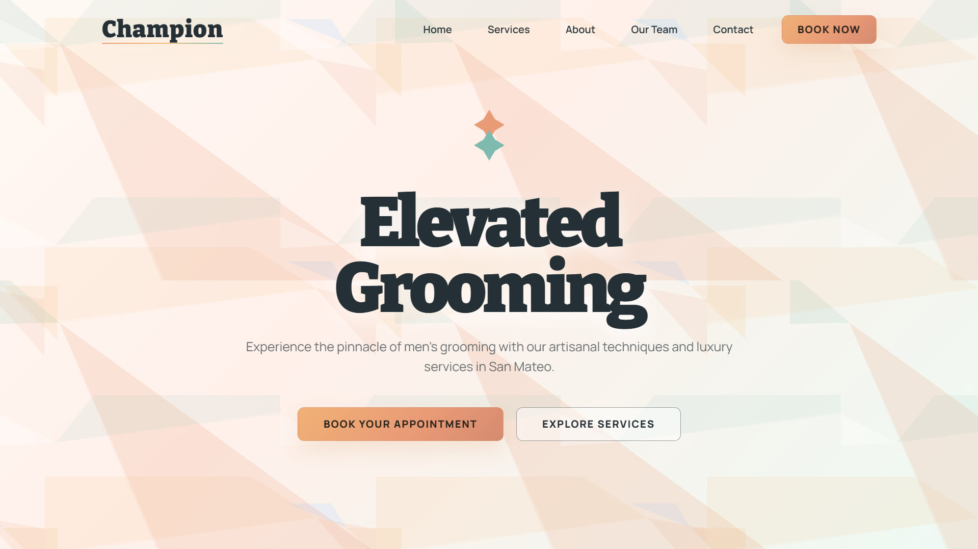 Champion Barbershop premium grooming website preview