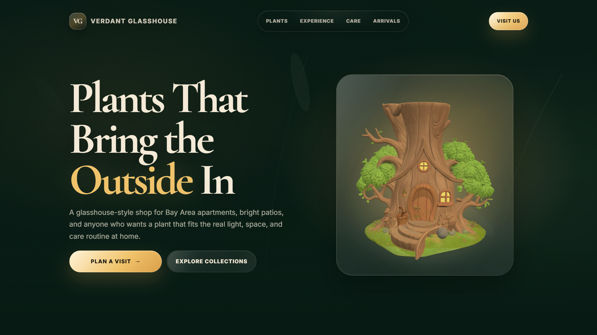Verdant Glasshouse plant studio website preview